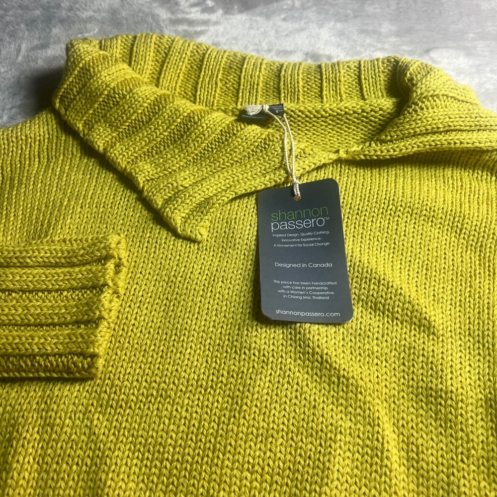 NWT Shannon Passero Women S Tina Pullover Honey Yellow Chunky Knit Sweater